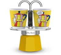 Set cafetière italienne + 2 tasses - BIALETTI - Mini-express LICHTENSTEIN - 100 ml - Inox / Jaune