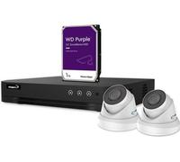 Set Caméras De Surveillance Ip - Enregistrement Vidéo Réseau 4 Voies - 2 Caméras Dome Ip Blanc - Disque Dur 1 Tb - Câble