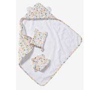 VERTBAUDET Set Cape de Bain + Gant + lingettes Poupon Rose TU