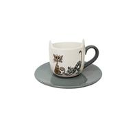 Vaisselle ENESCO Set cappuccino en céramique Couple de chats - Tasse H. 7 cm x D. 8 cm - Soucoupe D. 14 cm