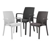 Set Chaises Avec Accoudoirs Et Table Carré Rotin Résistant UV Intérieur Externe