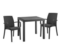 Set Chaises Avec Accoudoirs Et Table Carré Rotin Résistant UV Intérieur Externe