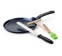 Set chandeleur crêpière 26 cm et 3 ustensiles Fackelmann Brandao Noir|Vert