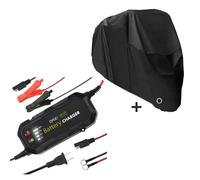 Set Chargeur De Batterie + Housse De Moto Xxxl Noir