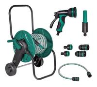 VONROC Chariot Enrouleur Tuyau Arrosage - Raccord Tuyau et Robinet Inclus - Tuyau d'Arrosage 20 M, 3 Buses - Idéal pour Arroser Pelouse, Entretien Voiture ou Remplissage Piscine - Facile à Déplacer