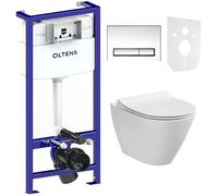 Set châssis encastré avec bouton et joint Oltens Triberg 58300100, cuvette de WC Cersanit City K35-025, K98-0146