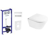Set châssis encastré avec bouton et joint Oltens Triberg 58300100, cuvette de WC Oltens Jog 42501000, 45101000