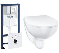 Set châssis encastré Grohe Rapid SL 38827000, cuvette WC avec abattant à descente lente Grohe Bau Ceramic 39899000