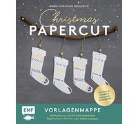Set: Christmas Papercut - Die Vorlagenmappe mit Anleitung und 20 weihnachtlichen Papierschnitt-Motiven zum Sofort-Loslegen: Ausgewählte Papiervorlagen in Farbe und mit Goldschimmer
