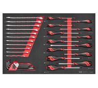 Set clés et tournevis Foam4x4 tray Plat- PH- PZ- TX- TPX 33 pièces Teng Tools TTEMD33