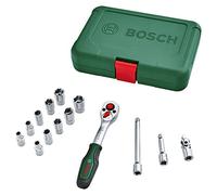 Bosch Jeu cliquet et douilles 1/4 1600A02BY0 – 14 pièces, manche Softgrip, porte‑embout magnétique