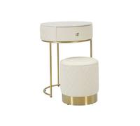 Set coiffeuse avec tabouret effet matelassé Sharon