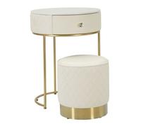 Set coiffeuse avec tabouret effet matelassé Sharon