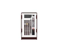 rOtring Set College: Porte-mine 0.5 + 3 Isograph 0.25/0.35/0.5mm + gomme + étui 12 mines HB + flacon encre 23 ml + attache compas Marron G