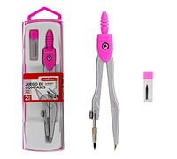 Set Compas STARPLAST - 4 couleurs + 1 tube avec mine, boîte de protection pour bureau ou utilisation scolaire - Rose