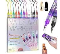 [Set Complet 12 Couleurs] Kit de Stylos à Dessin pour Nail Art DIY - Stylos/Feutres/3D Pro 0.5mm Ultra-Fins pour Ongles, avec Peinture Acrylique Imperméable à Séchage Rapide, Cadeau Idéal pour Passion