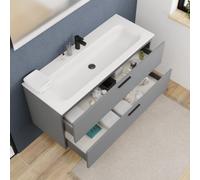 Set complet 120 cm : vasque blanc mat + meuble certifié FSC gris foncé (CERAMIA-4DG120-V)