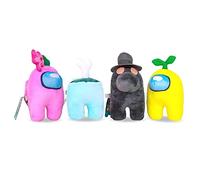 Set complet 4 AMONG US Plush Buddies CREWMATES - Jaune Rose Bleu Noir - Hauteur 20cm