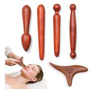 Set complet 5 outils de massage en bois pour réflexologie plantaire et soulagement des points trigger au dos épaules et pieds
