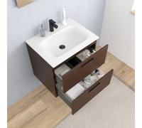 Set complet 60 cm : vasque blanc mat + meuble certifié FSC couleur chêne (CERAMIA-4DW60-V)