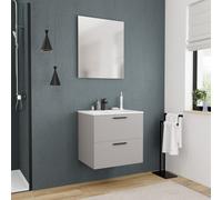 Set complet 60 cm : vasque blanc mat + meuble, gris perle (CERAMIA-4LG60-V)