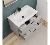 Set complet 80 cm : vasque blanc mat + meuble, gris perle (CERAMIA-4LG80-V)