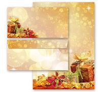 Set complet de 20 pièces Noël, CADEAUX DE NOËL 10 feuilles de papier à lettres et 10 enveloppes DIN LONG sans fenêtre | Paper-Media