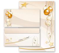 Set complet de 20 pièces Noël, JOYEUSES FÊTES 10 feuilles de papier à lettres et 10 enveloppes DIN LONG sans fenêtre | Paper-Media