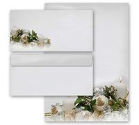Set complet de 20 pièces Noël, JOYEUSES FÊTES - FR 10 feuilles de papier à lettres et 10 enveloppes DIN LONG sans fenêtre | Paper-Media