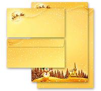 Set complet de 20 pièces Noël, VOEUX FESTIFS 10 feuilles de papier à lettres et 10 enveloppes DIN LONG sans fenêtre | Paper-Media