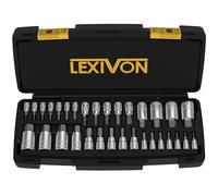 Set Complet de 32 Douilles à 6 pans intérieurs, mâles | métriques taille de 2mm à 19mm | SAE Impériales taille de 5/64’’ à 3/4’’, Jeu de hex douilles à embouts, entraînement 1/4" 3/8" 1/2" (LX-144)