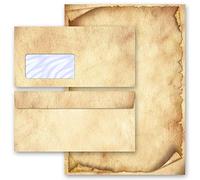Set complet de 40 pièces Antique & Histoire, ANTIQUE Vieux papier 20 feuilles de papier à lettres et 20 enveloppes DIN LONG avec fenêtre | Paper-Media