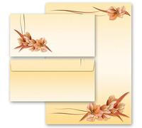 Set complet de 40 pièces Motif de fleurs, PÉTALES DE FLEURS Fleurs & Pétales 20 feuilles de papier à lettres et 20 enveloppes DIN LONG sans fenêtre | Paper-Media