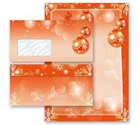 Set complet de 40 pièces Noël, JOYEUX NOËL Papier de Noel 20 feuilles de papier à lettres et 20 enveloppes DIN LONG avec fenêtre | Paper-Media