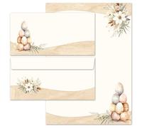 Set complet de 40 pièces Papeterie avec enveloppe, COURRIER DE PÂQUES 20 feuilles de papier à lettres et 20 enveloppes DIN LONG sans fenêtre