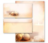 Set complet de 40 pièces Papier de Noel, TEMPS DE NOËL Noël 20 feuilles de papier à lettres et 20 enveloppes DIN LONG sans fenêtre | Paper-Media