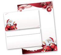 Set complet de 40 pièces Saint Nicholas, LETTRE AU PÈRE NOËL Noël 20 feuilles de papier à lettres et 20 enveloppes DIN LONG sans fenêtre | Paper-Media