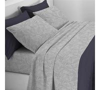 Set Complet de Lit en Flanelle de Haute Qualité 100% Coton avec Traitement Anti-Bouloches - Parure de Lit en Coton Doux Fabriquée Artisanalement de Haute Qualité Made in Italy (Seline Gris, Français)