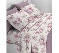 Set Complet de Lit en Précieuse Flanelle 100% Coton avec Traitement Anti-Bouloches - Set de Draps en Coton Chaud et Doux Fabriqué Artisanalement de Haute Qualité Made in Italy (Arianna Rosa, Français)