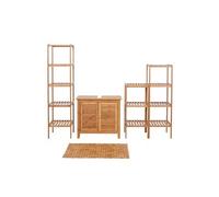 Set complet de salle de bains HWC-B18, Meuble Armoires Etagères Bambou