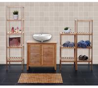 Set complet de salle de bains MENDLER HWC-B18, Meuble Armoires Étagères Bambou Marron