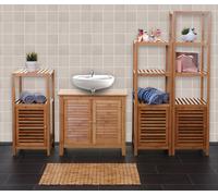 Set Complet De Salle De Bains Hwc-B18, Meuble Armoires Étagères Bambou Multicolore