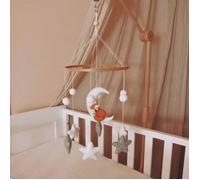 Set complet Mobile bébé renard endormi fait main (Mobile + Support + Musique)