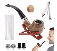 Set complet pipe à tabac en résine premium - Kit cadeau luxe avec accessoires de nettoyage, étui et outils, idéal pour fumeurs débutants et experts