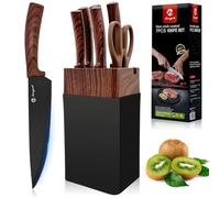 Set Couteaux de Cuisine 7 Pièces avec Porte Couteau Professionnel - Lames Acier Inoxydable Aiguisées, Manches Ergonomiques Antidérapants - Ensemble Couteaux de Chef pour Cuisine Maison