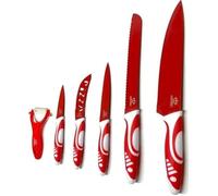 Set Couteaux De Cuisine - Ensemble De Couteaux Pro - Couteaux De Chef 6 Pcs En Céramique Avec Eplucheur - Rouge