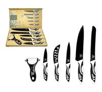 Set Couteaux De Cuisine - Ensemble De Couteaux Pro - Couteaux De Chef 6 Pcs En Céramique Avec Eplucheur - Noir/Blanc