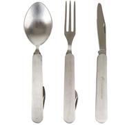 Lifeventure Ménagère pliable en acier inoxydable pour une personne - Couteau, fourchette et cuillère avec bouteille et ouvre-boîte - Résistant à la corrosion - Idéal pour le camping ou les voyages