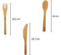 Set Couverts À Emporter,Lot Couvert De Table,Cuillère En Bois,Couverts De Camping,Bambou,,Écoresponsable,Bambou,Coton,22 X 7 Cm