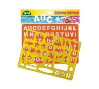 Set créatif 2 pochoirs en plastique alphabet, chiffres, formes avec feuille modèles multicolore G
